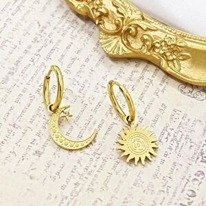 Moon and Sun Hoop Earrings